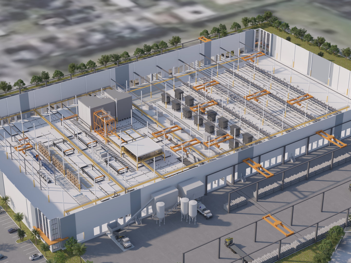 Aerial View of Modern Precast Manufacturing Facility